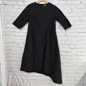 RT by ELLE Women's Black Asymmetrical Dress Size S Back Zip 3/4‎ Sleeve Midi